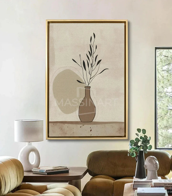 Cuadro Stem en salón moderno — decoración mural minimalista en pared blanca, Massinart
