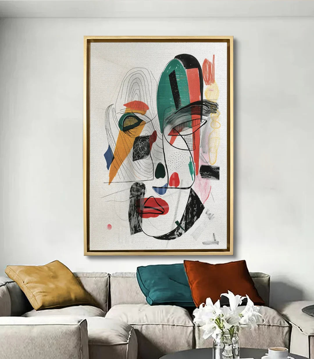 Cuadro Masked en salón moderno decoración mural Massinart