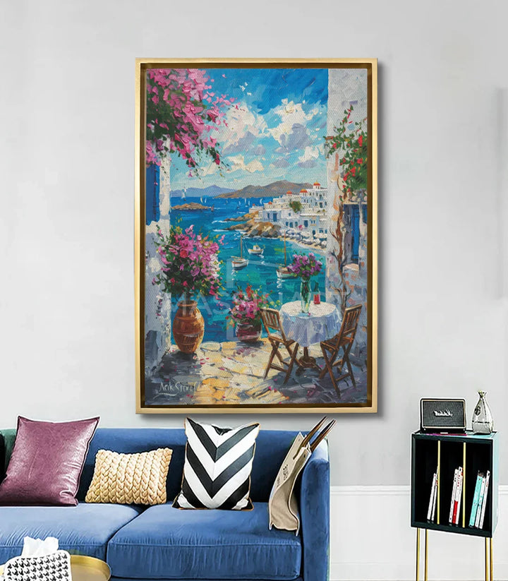 Cuadro Mediterranean Balcony en salón moderno decoración interior Massinart