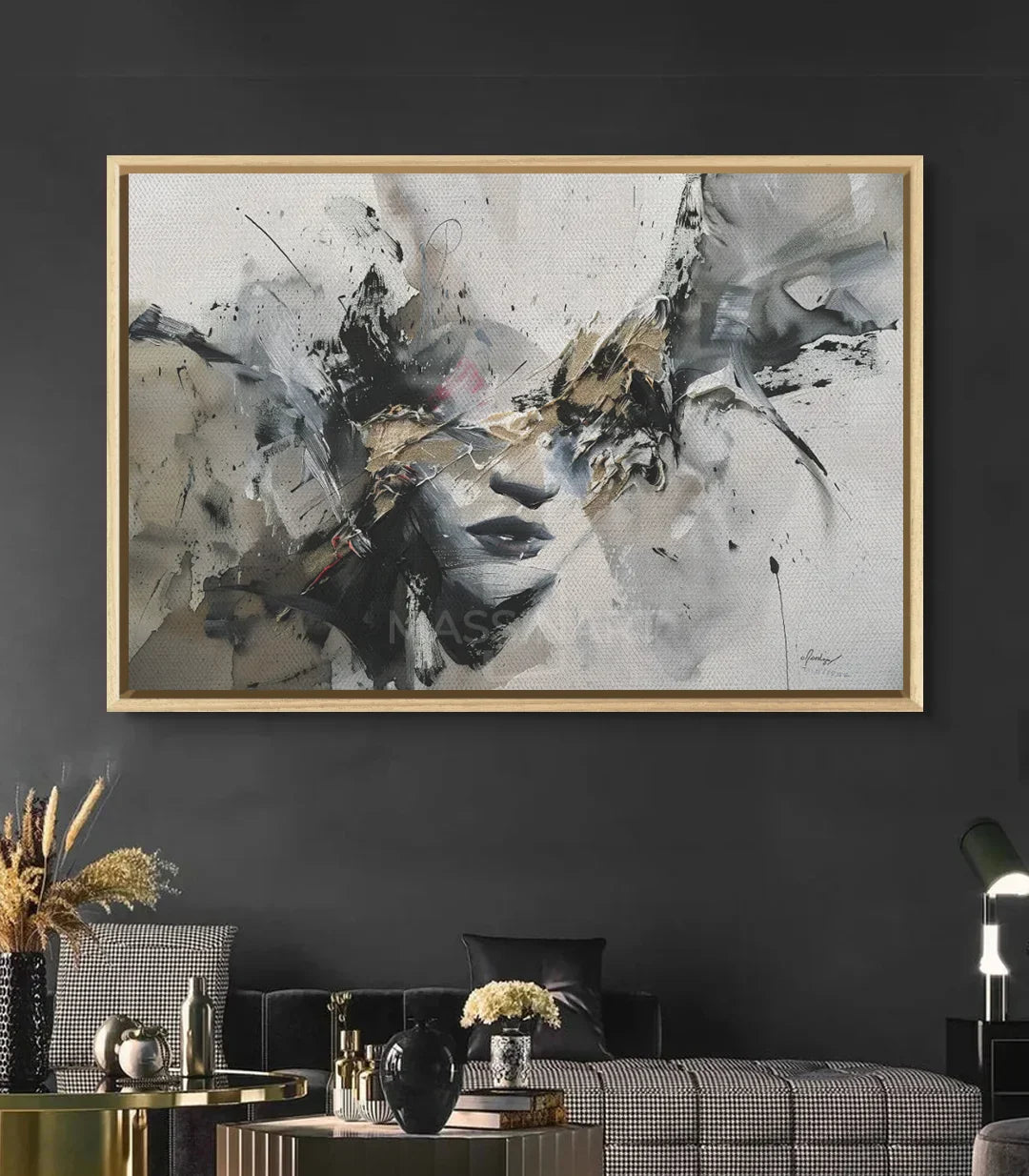 Cuadro retrato abstracto para decoración de interiores con estética minimalista — Massinart