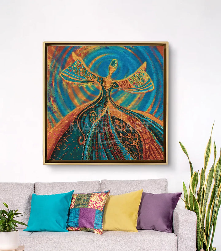 Cuadro Dervicha Giratoria en salón de estilo marroquí moderno, decoración de pared Massinart