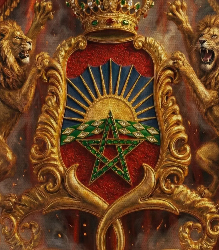 Cuadro Royal Crest en un despacho moderno, decoración con arte marroquí contemporáneo