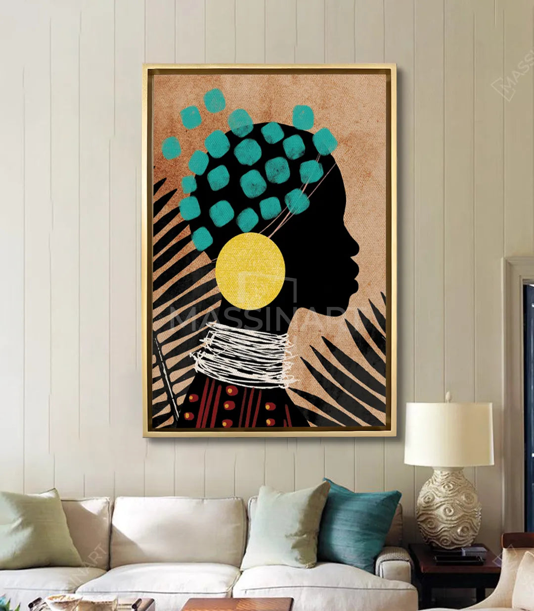 Cuadro African Queen en salón moderno decoración de pared Massinart