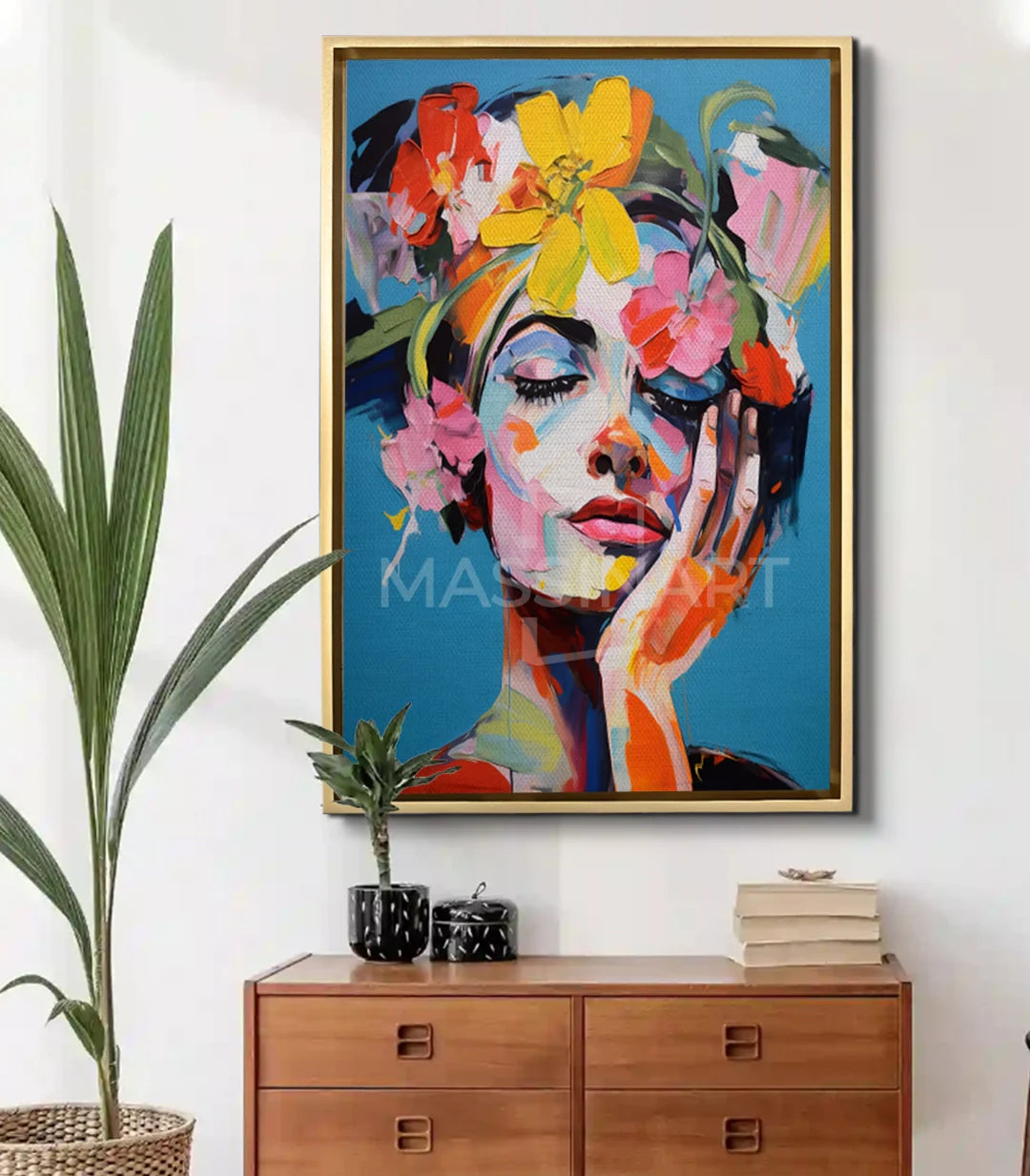 Cuadro Dreamy Blossom en salón moderno decoración pared contemporánea Massinart