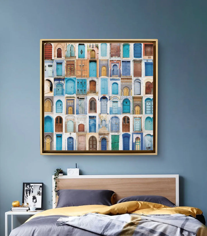 Cuadro Moroccan Doors — puertas tradicionales de medina marroquí, fotografía artística Massinart