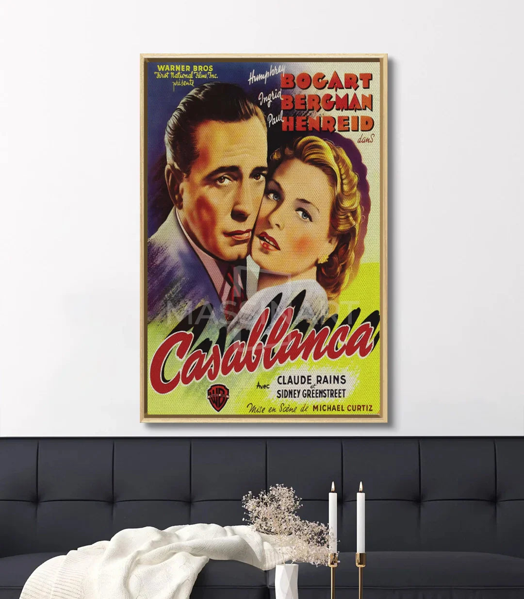 Cuadro cartel Casablanca decoración interior clásica estilo cine Massinart