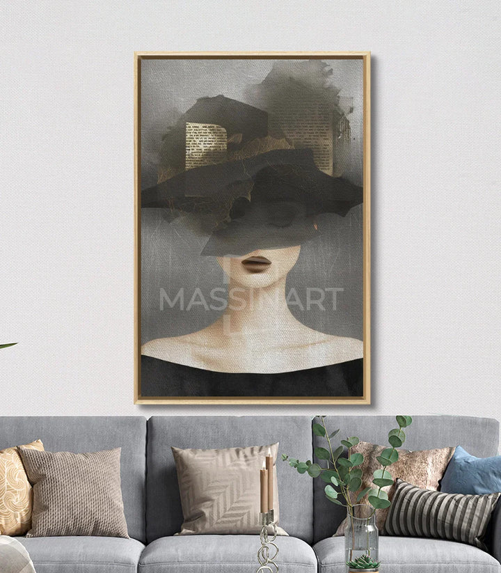 Cuadro Mystique integrado en decoración de salón contemporáneo, Massinart