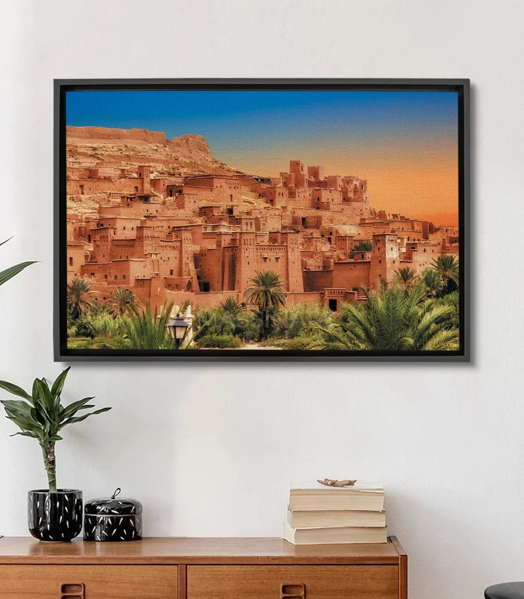 Cuadro Aït Benhaddou kasbah marroquí — arquitectura adobe terracota Massinart