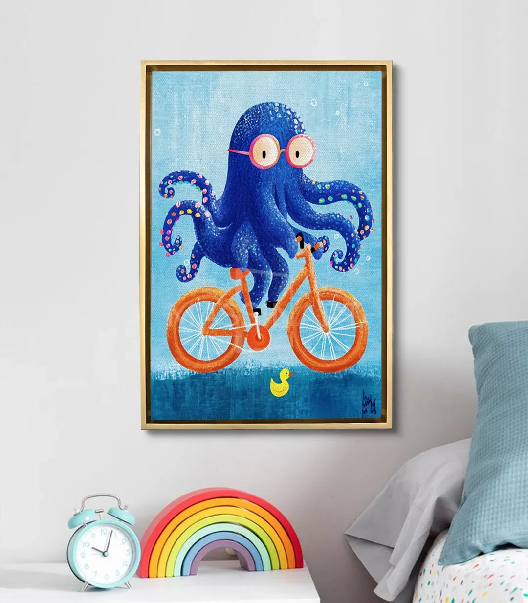 Cuadro Octo Ride en habitación infantil — decoración mural lúdica y colorida de Massinart