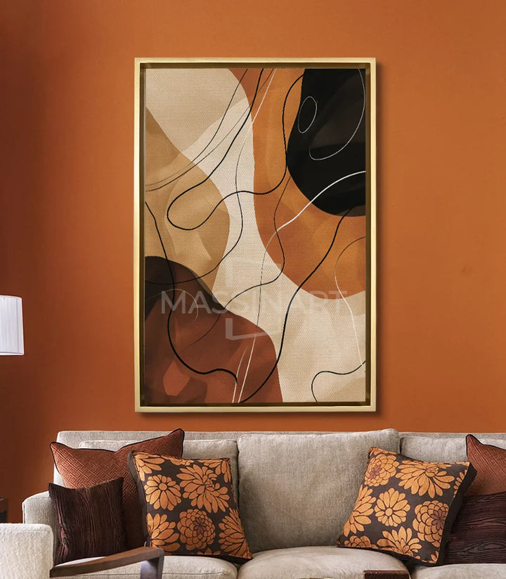 Cuadro Earthy decoración salón moderno Massinart — ambientación pared terracota