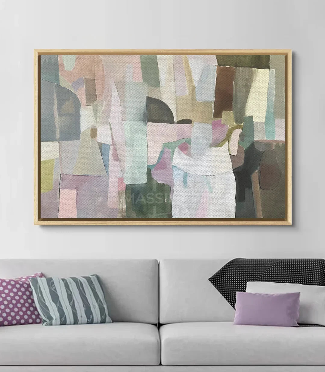 Detalle de composición abstracta minimalista con formas geométricas en tonos pastel — Massinart