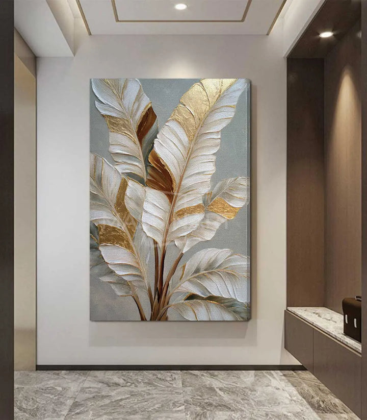 Cuadro Golden Petals estilo contemporáneo en pasillo o entrada — Massinart