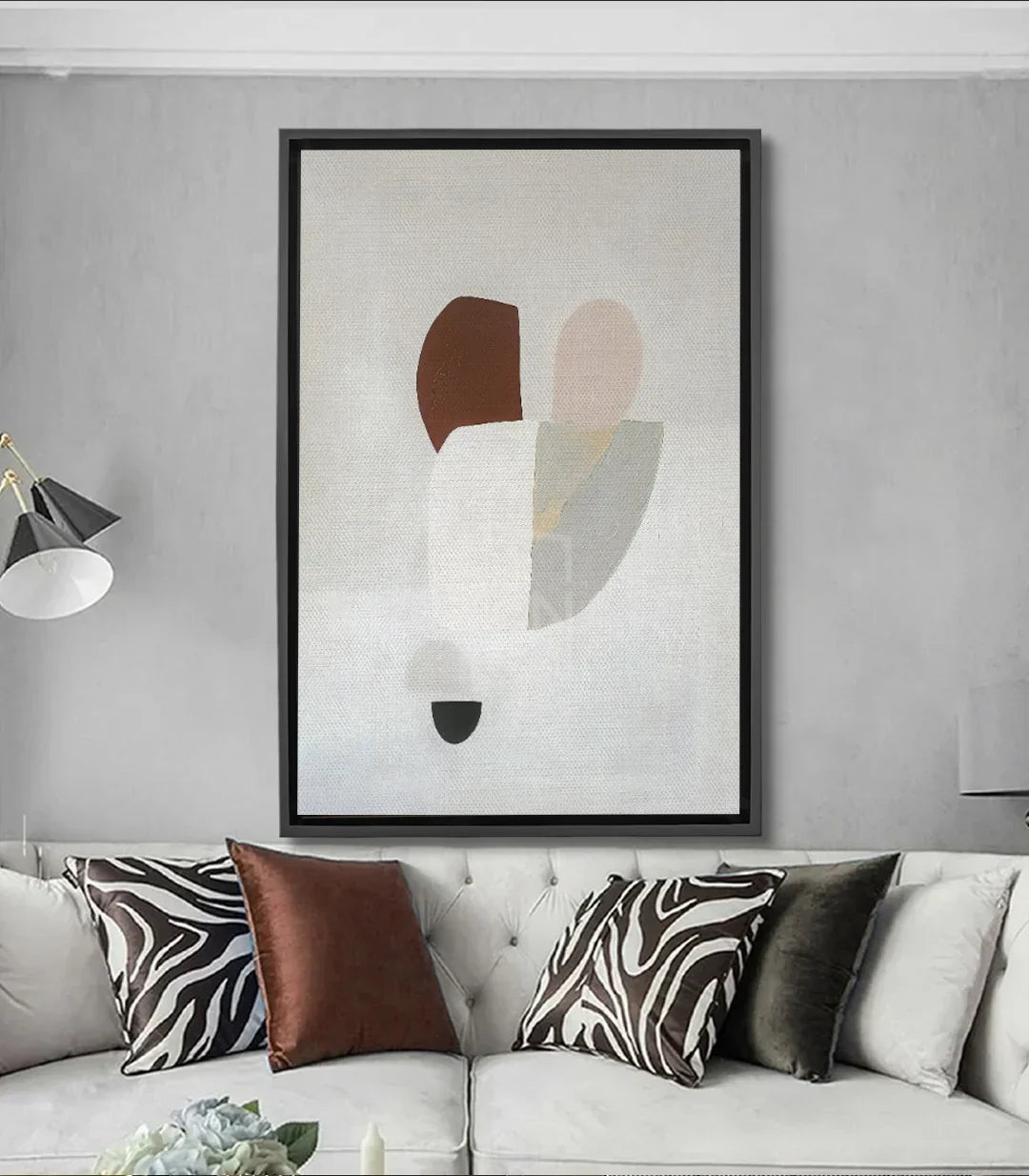 Cuadro Cadence abstracto geométrico tonos beige gris blanco Massinart