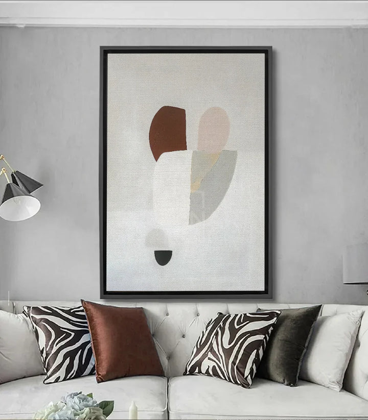 Cuadro Cadence abstracto geométrico tonos beige gris blanco Massinart