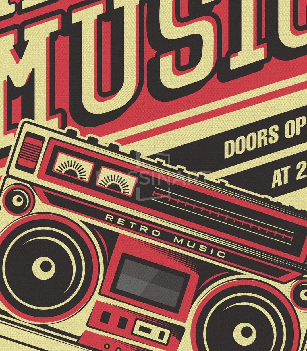 Cuadro cartel retro boombox estilo gráfico años 80 Massinart