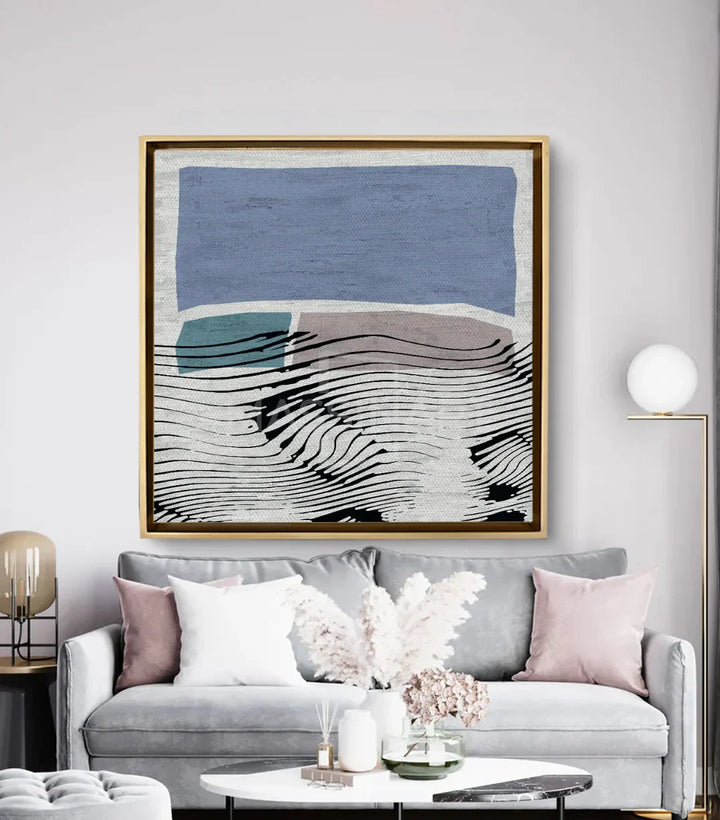 Cuadro Empathy en salón moderno gris y blanco Massinart