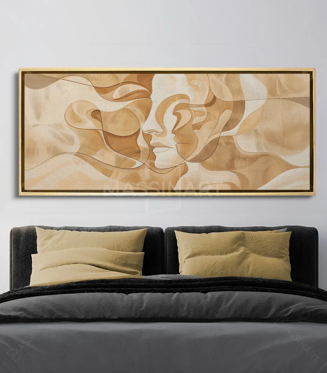 Cuadro Wisdom decoración dormitorio moderno sobre cabecero de cama negro Massinart