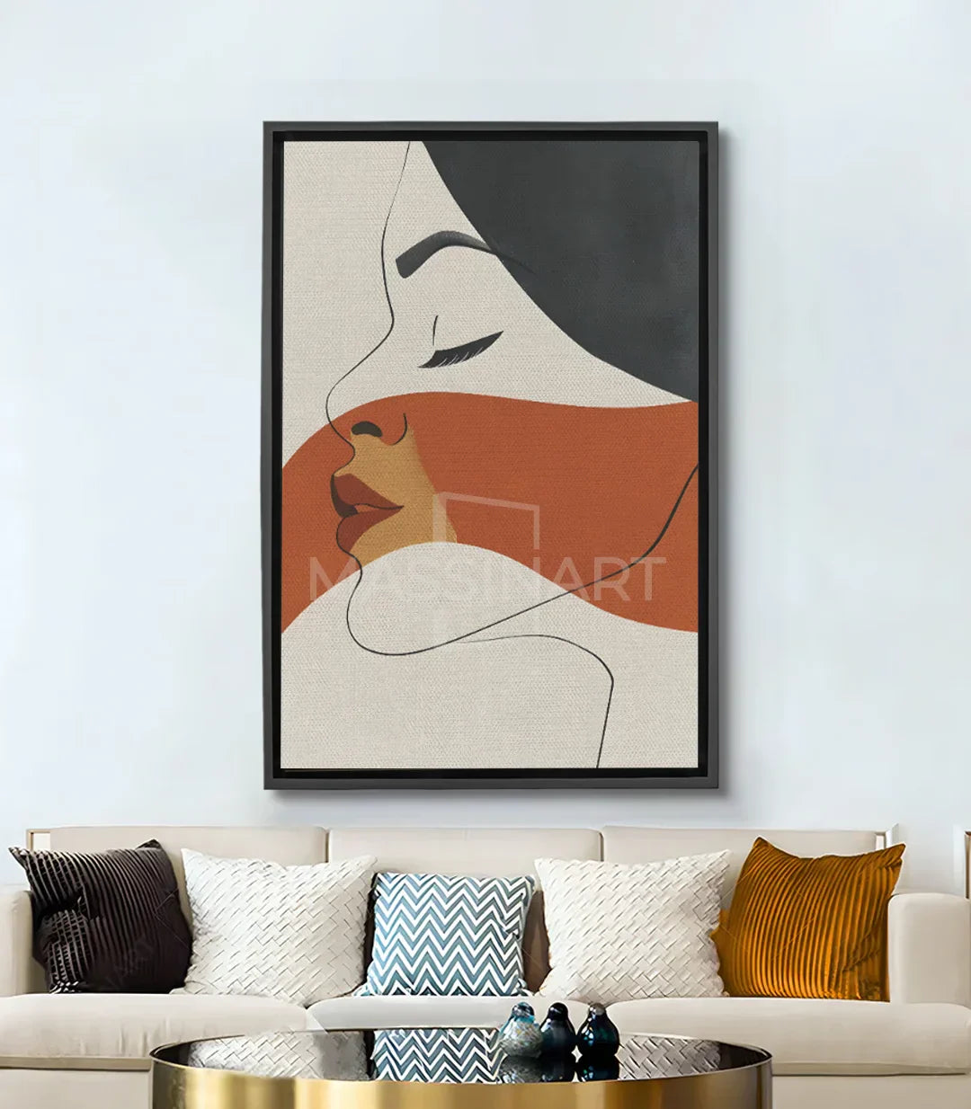 Cuadro Feel me retrato femenino minimalista terracota y negro Massinart