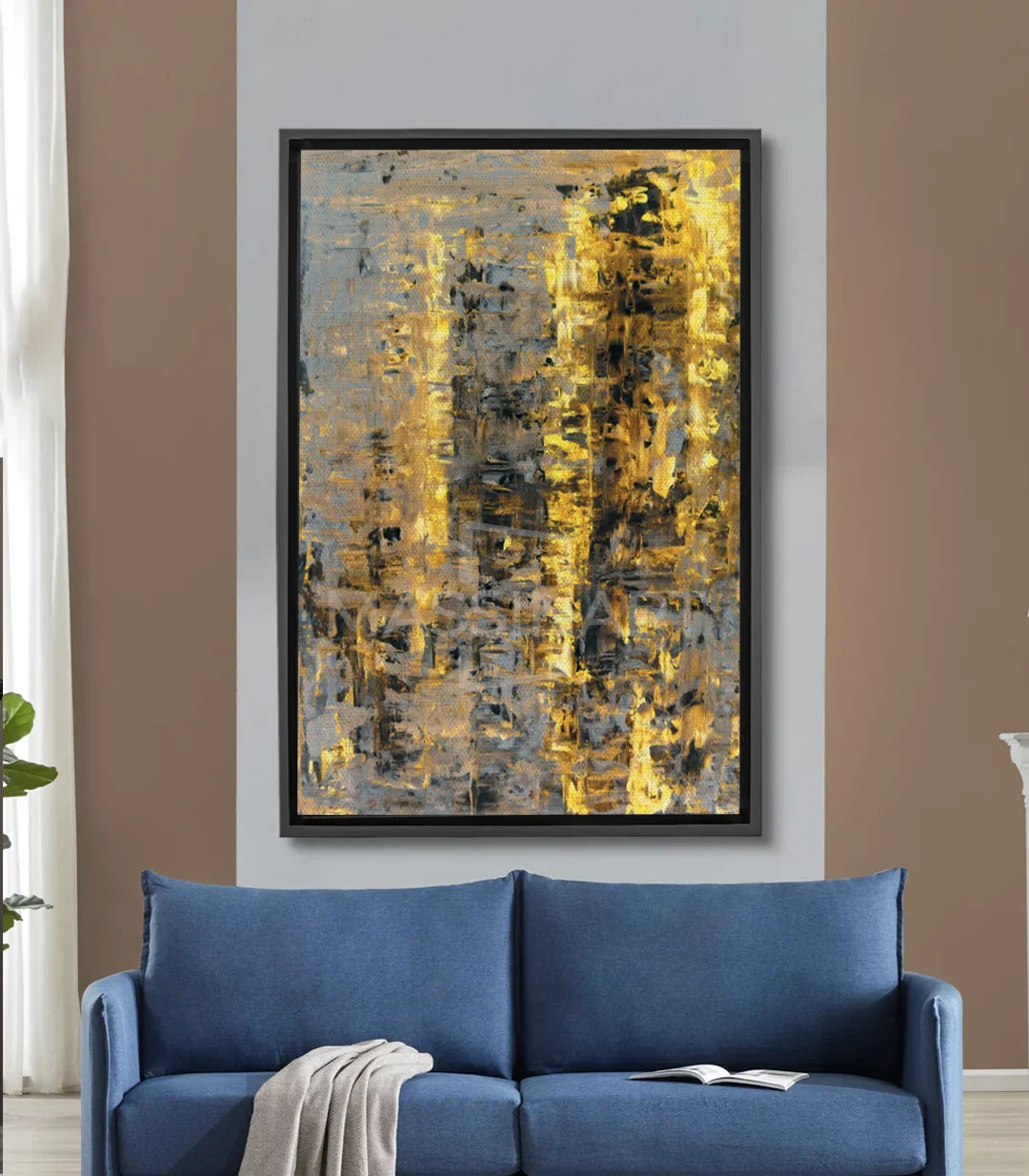 Cuadro Sunny Noir de Massinart — abstracto dorado negro gris vertical