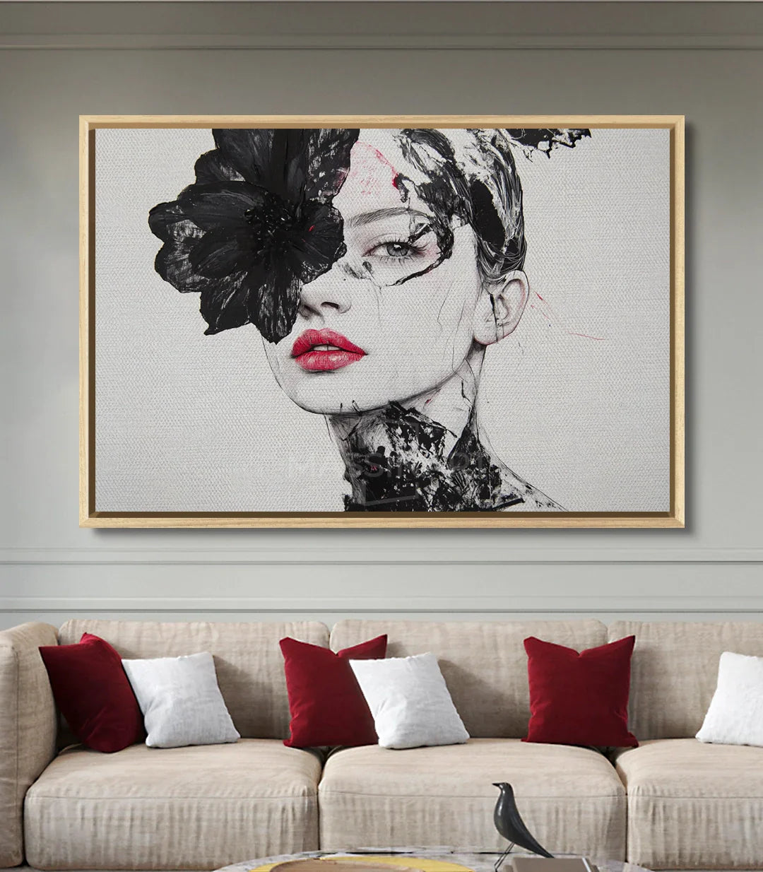 Cuadro Noirelle en salón moderno decoración pared Massinart