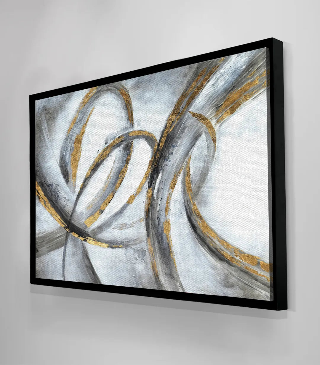 Ambientación dormitorio — cuadro Swirl abstracto horizontal — Massinart