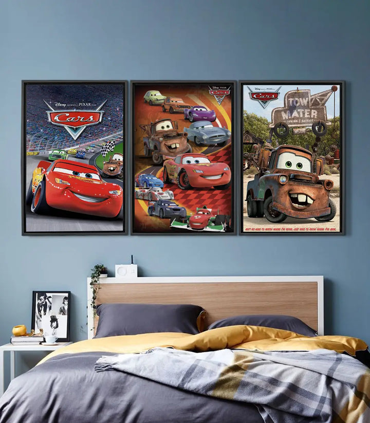 Cuadro Cars tríptico Massinart — tres lienzos de la película de animación Pixar