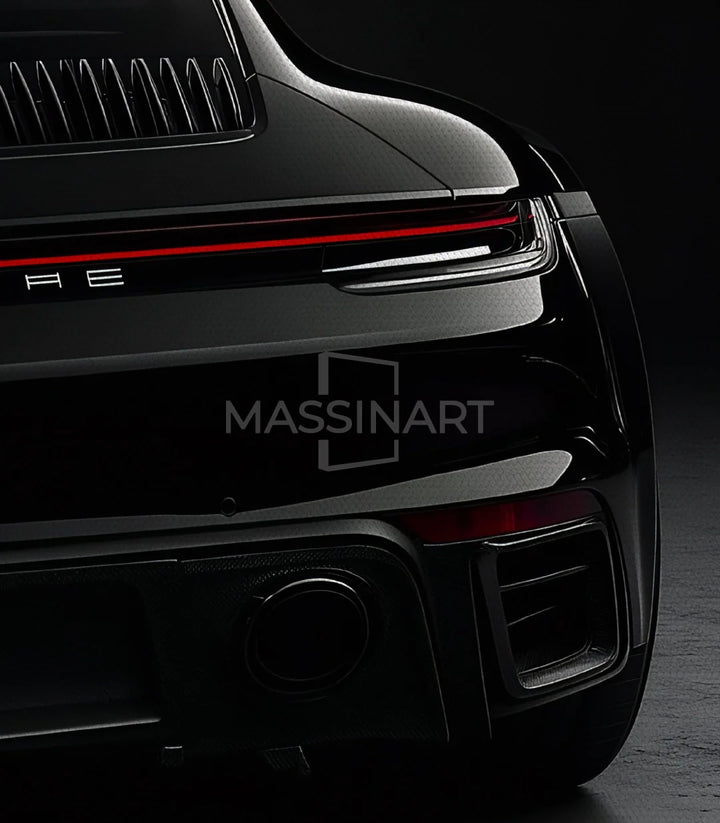 Cuadro logo Porsche emblema negro fondo Massinart