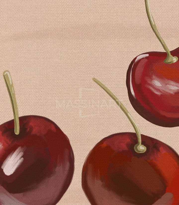 Cuadro Cherry Trio cerezas ambientado en interior minimalista Massinart