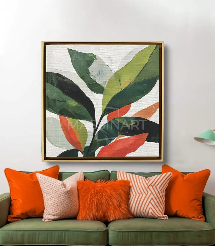 Cuadro botánico en salón moderno decoración mural Massinart