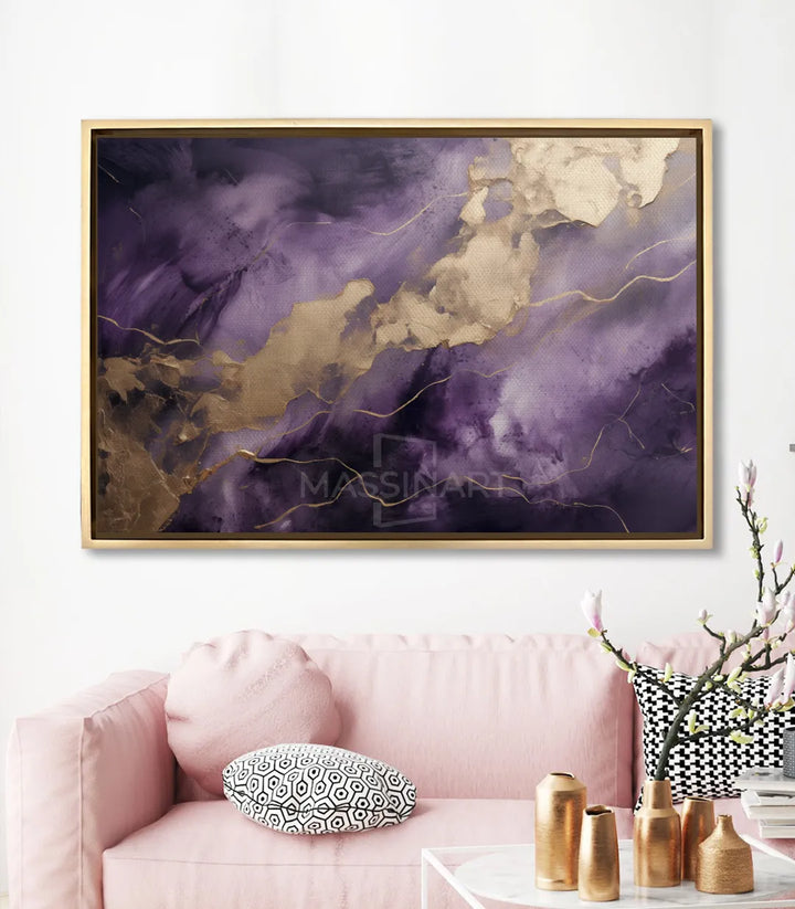 Cuadro Royal Elegance en salón moderno con tonos rosas y decoración contemporánea — Massinart