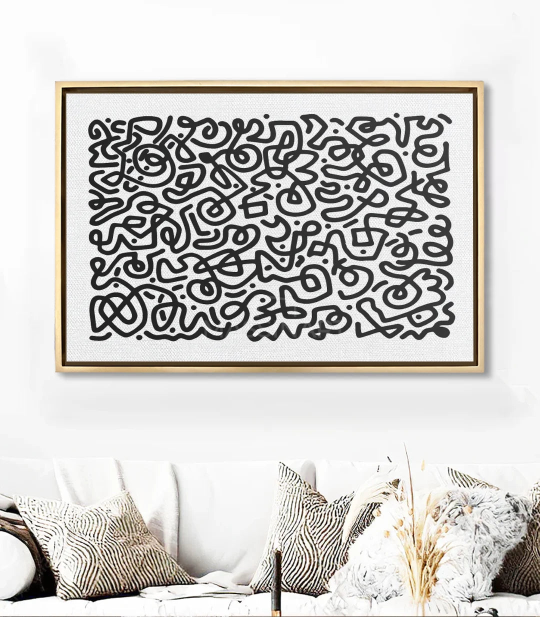 Cuadro abstracto geométrico horizontal en decoración de despacho moderno Massinart