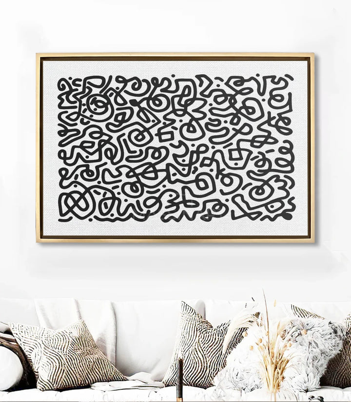 Cuadro abstracto geométrico horizontal en decoración de despacho moderno Massinart