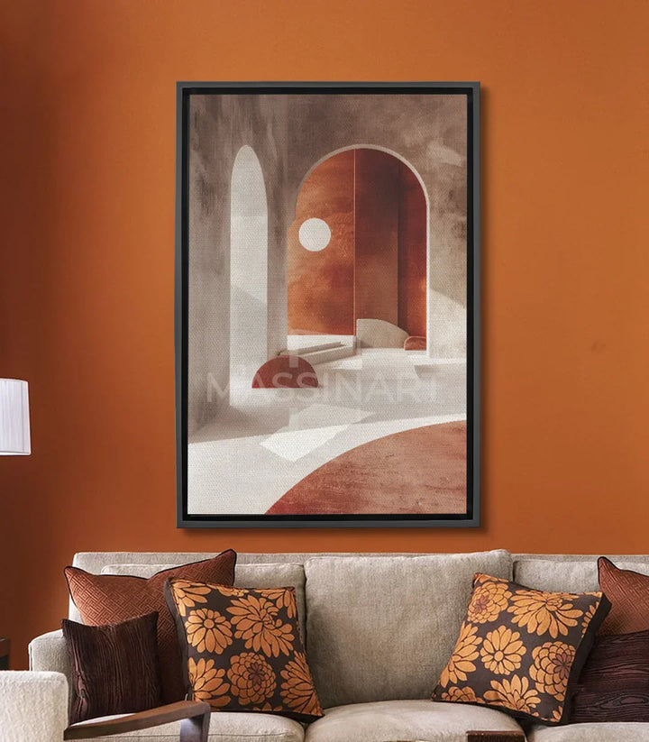 Cuadro Arch minimalista — arcos geométricos en terracota y beige, arquitectura depurada, Massinart