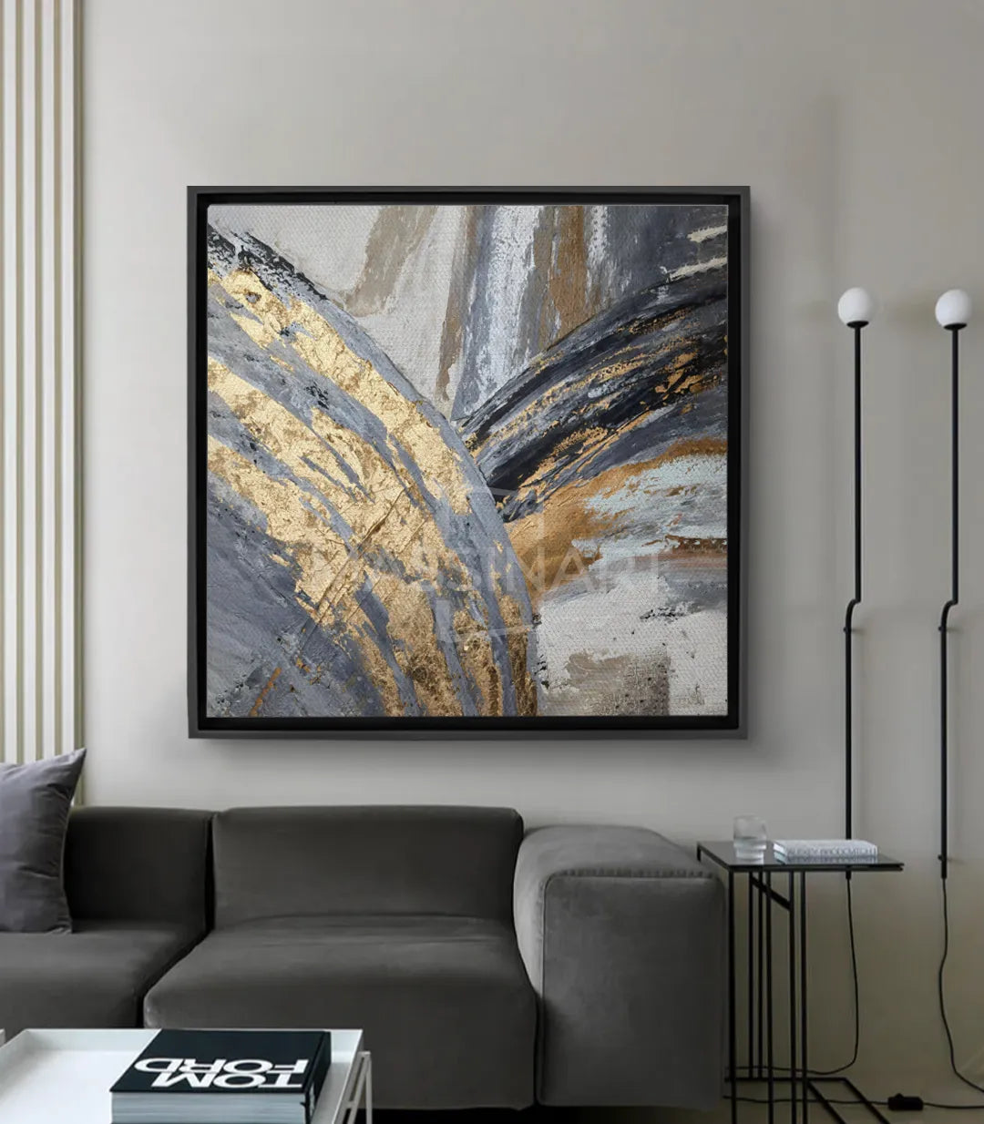 Cuadro decorativo arte mural moderno estilo figurativo abstracto en terracota y azul, ideal para salón