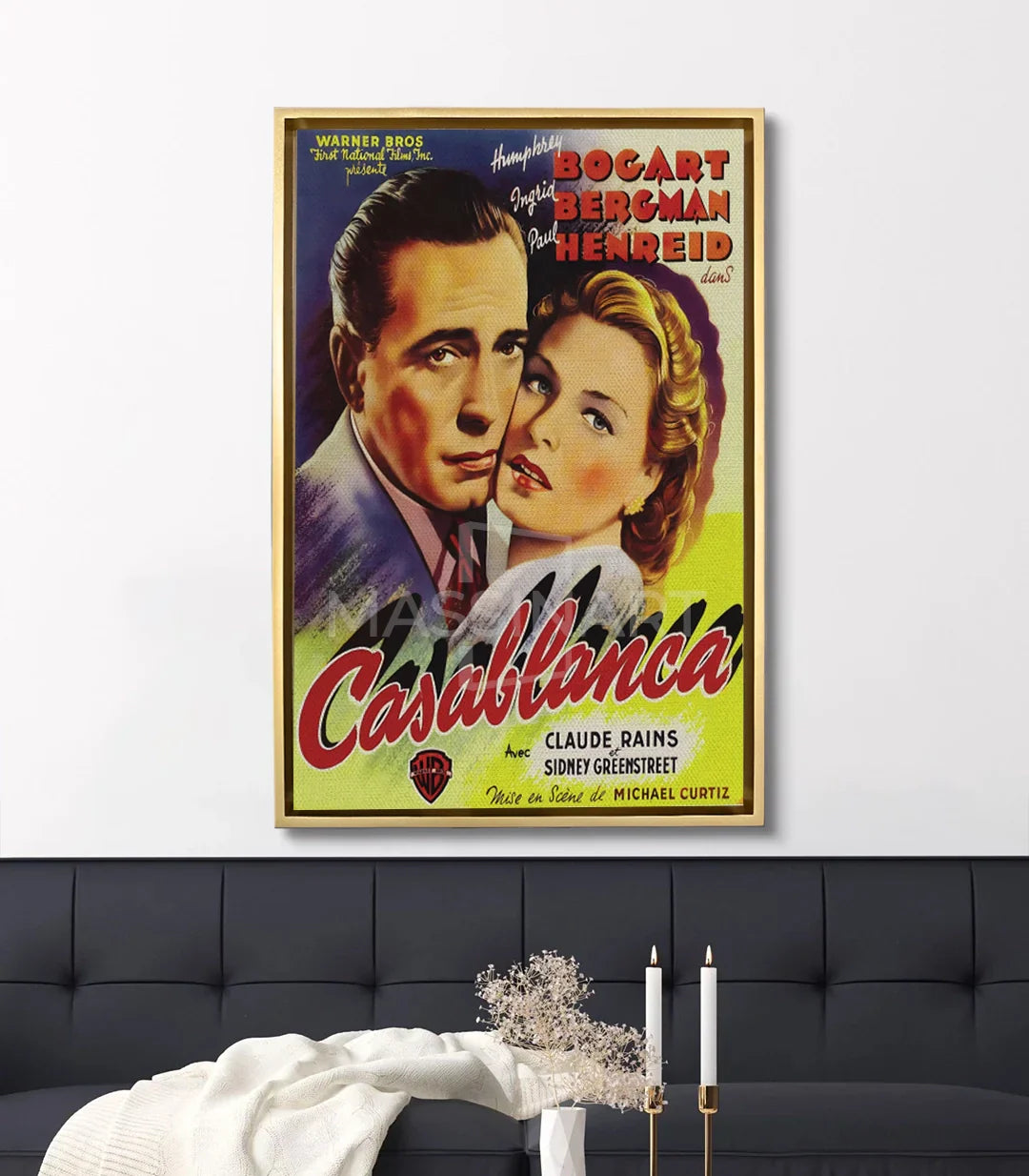 Cuadro cartel película Casablanca en salón moderno decoración pared Massinart