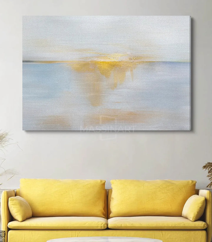 Cuadro de paisaje marino abstracto Sea Sunrise en tonos pastel — Massinart