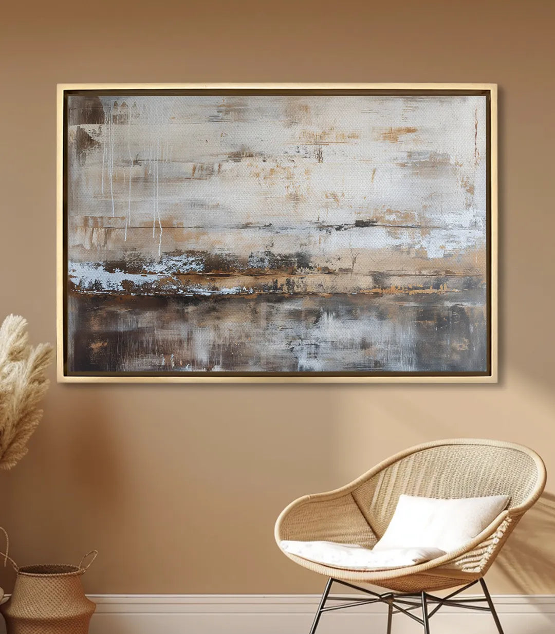 Cuadro abstracto Sepia en decoración de salón moderno, ambiente contemporáneo Massinart