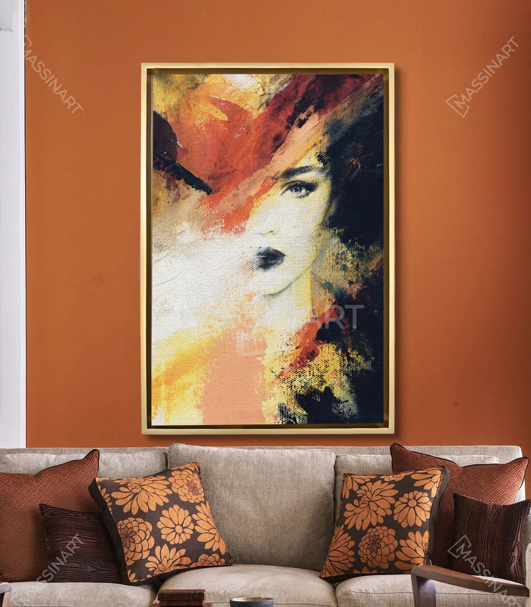 Retrato La Mirada en salón moderno, decoración de pared contemporánea, Massinart