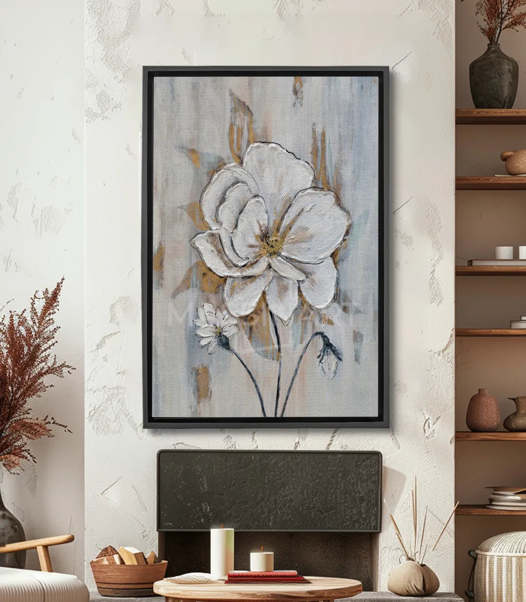 Cuadro Blossom flor blanca minimalista Massinart