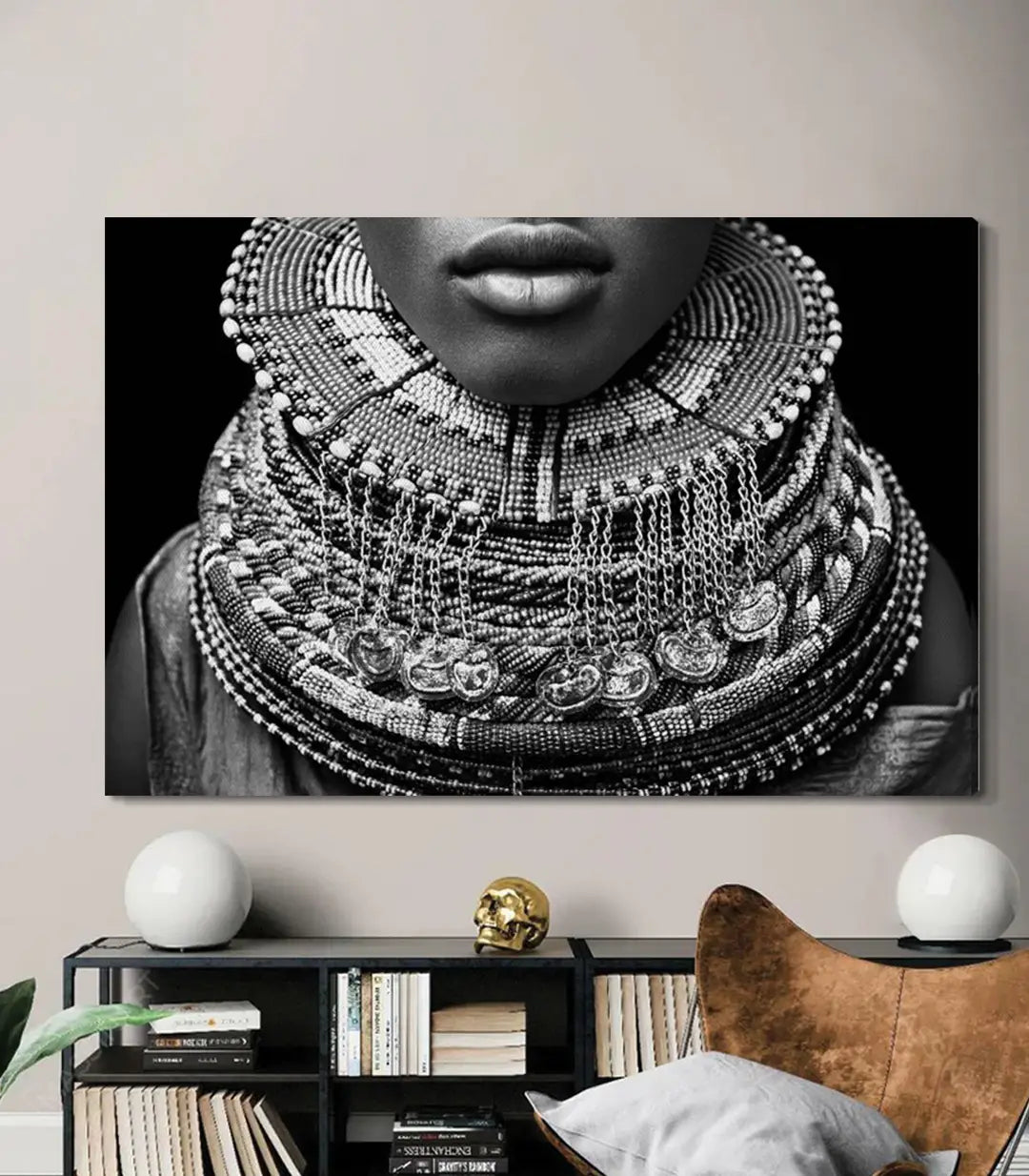Cuadro Beaded Grace detalle joyas étnicas y perlas tradicionales Massinart