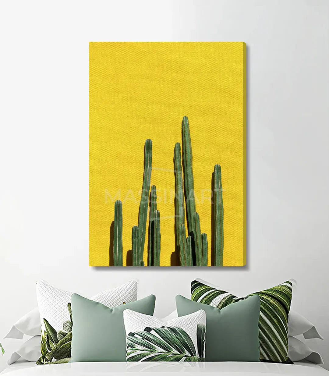 Cuadro cactus minimalista en dormitorio contemporáneo — Massinart