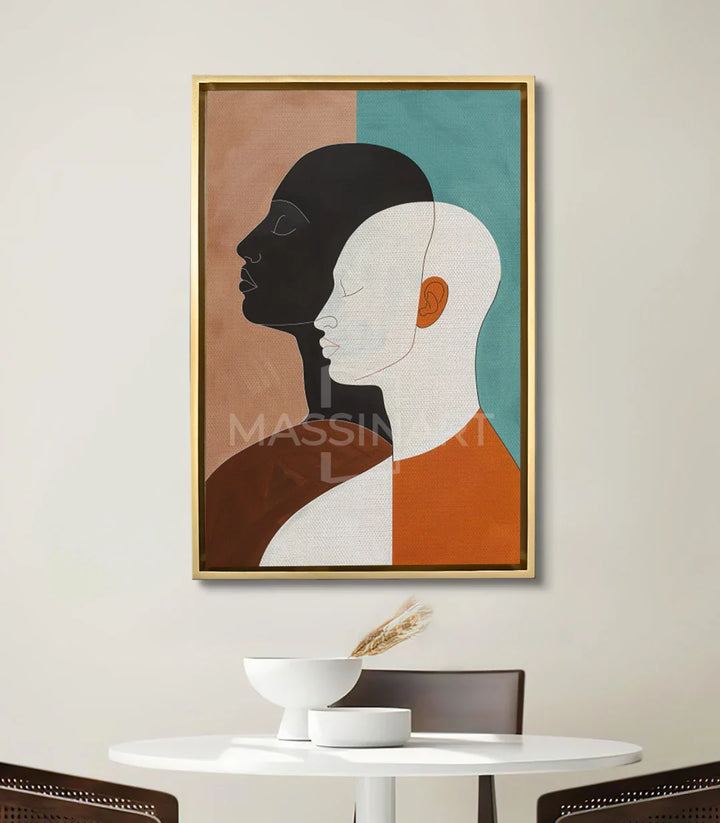 Cuadro Silent Bond en decoración de salón moderno Massinart