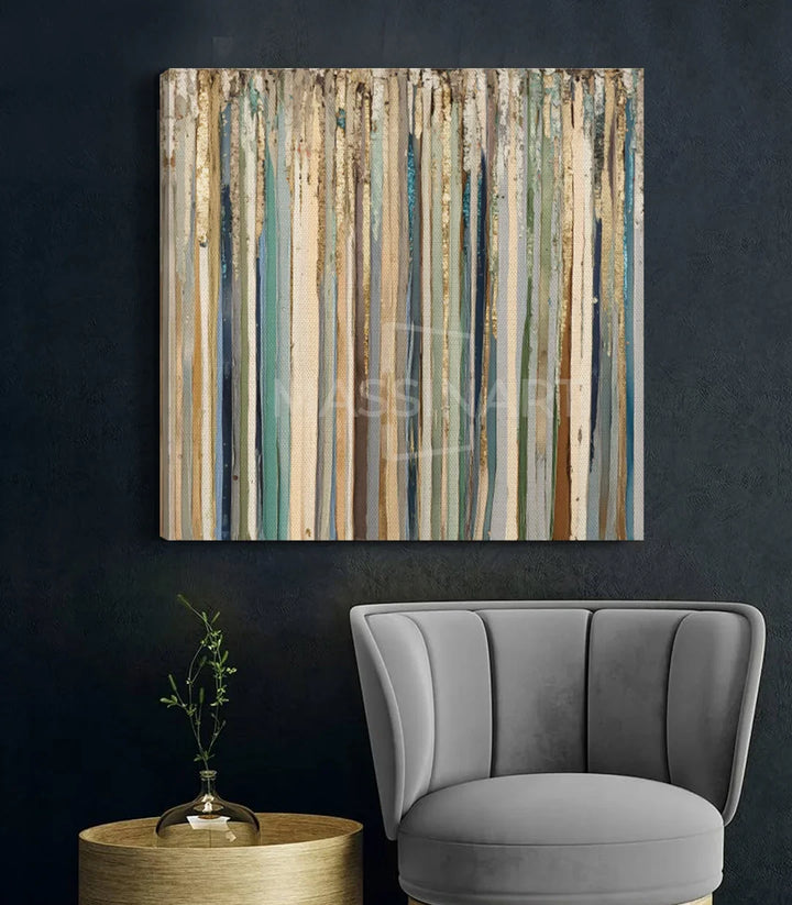 Cuadro Color Haze en salón moderno con pared gris, decoración contemporánea — Massinart