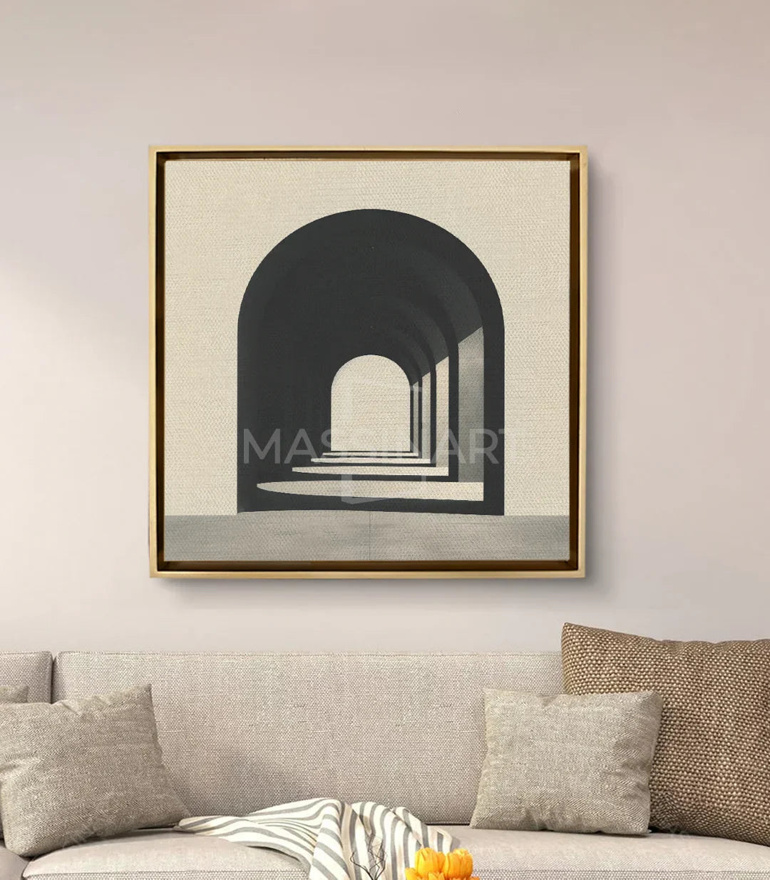 Cuadro Portal en salón moderno Massinart — decoración de pared contemporánea en blanco y negro