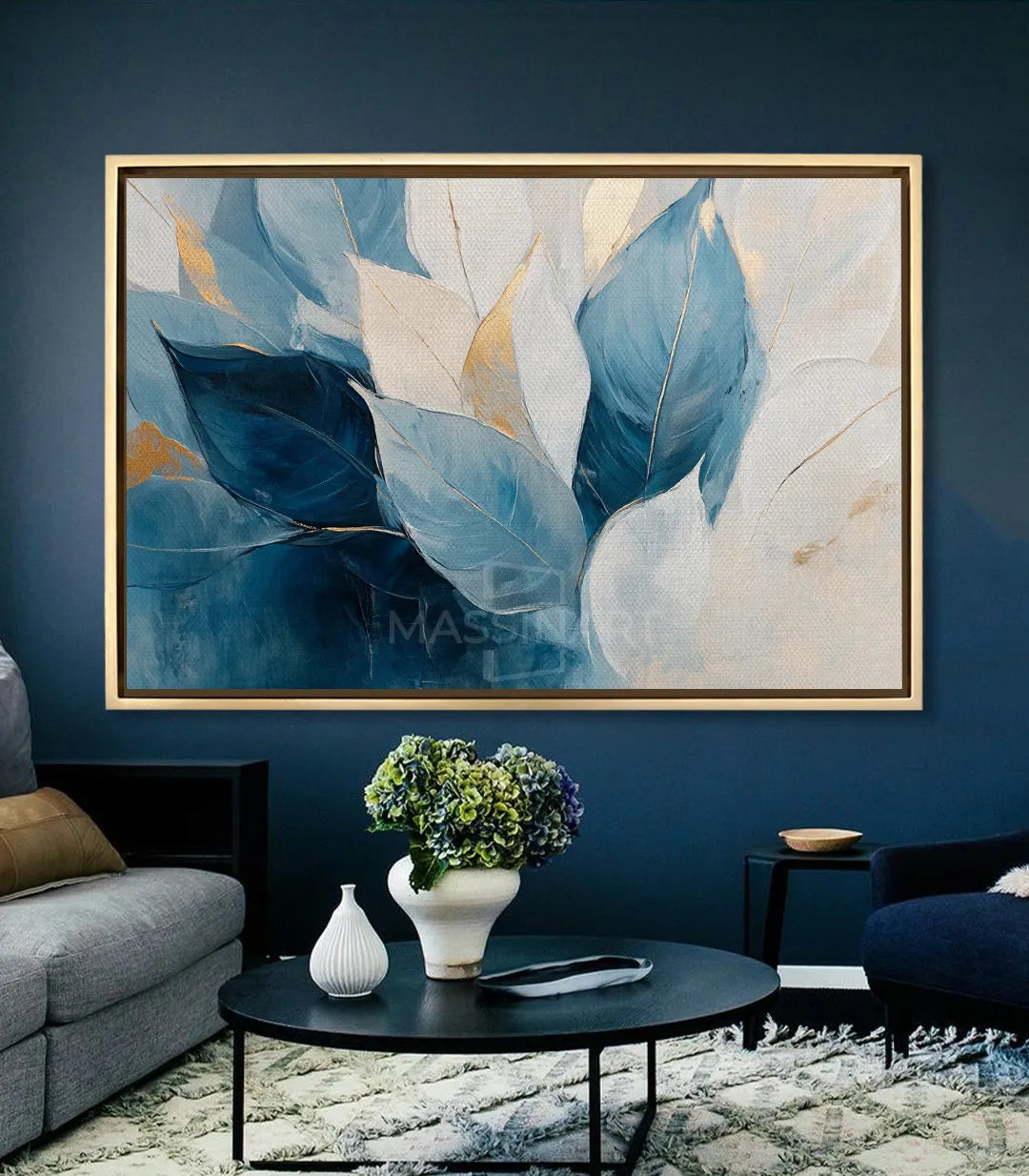 Cuadro Soft Blossom en salón moderno — decoración de pared contemporánea Massinart