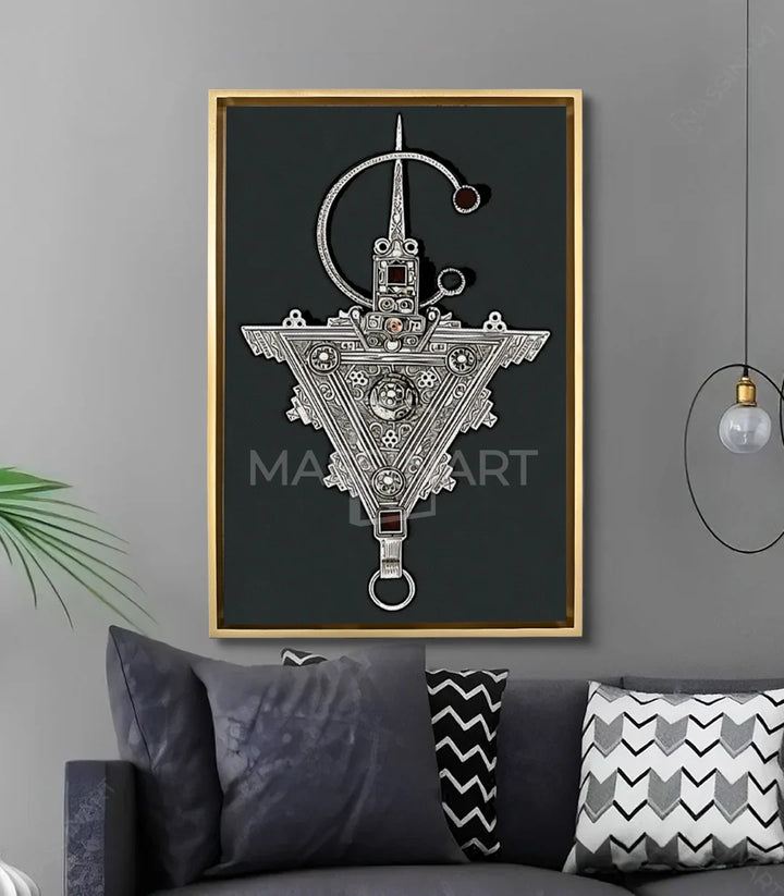 Cuadro amazigh en salón moderno decoración minimalista Massinart