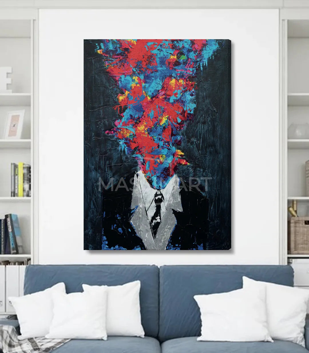 Cuadro Chaos of Thoughts en salón moderno, arte abstracto vertical, Massinart