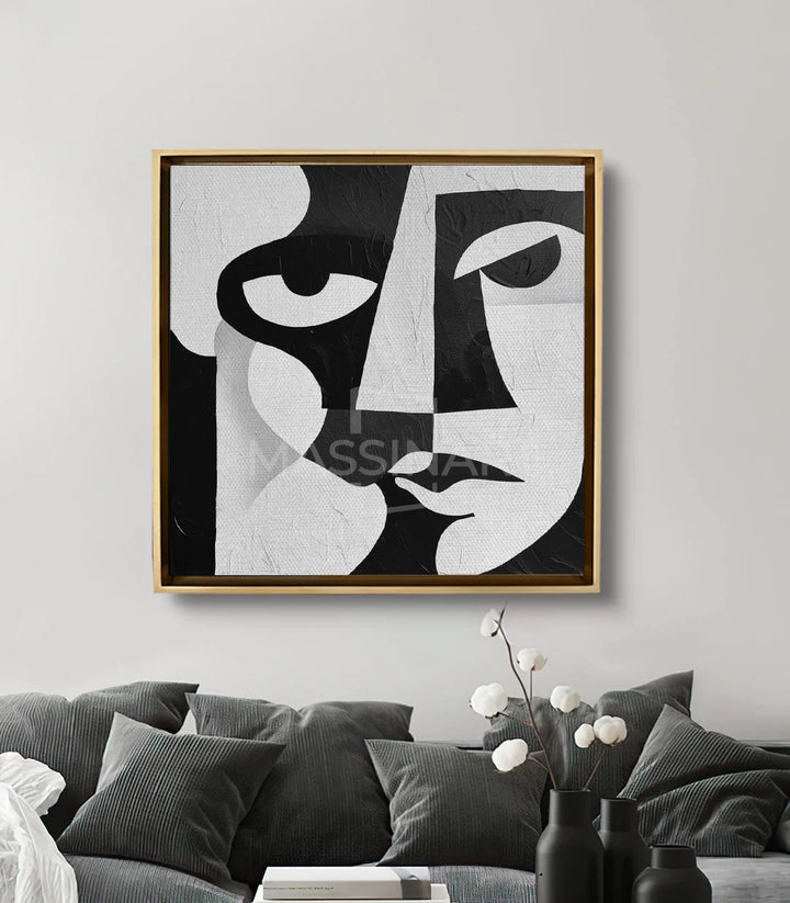Cuadro Visora cuadrado en un salón moderno, decoración de pared contemporánea, Massinart