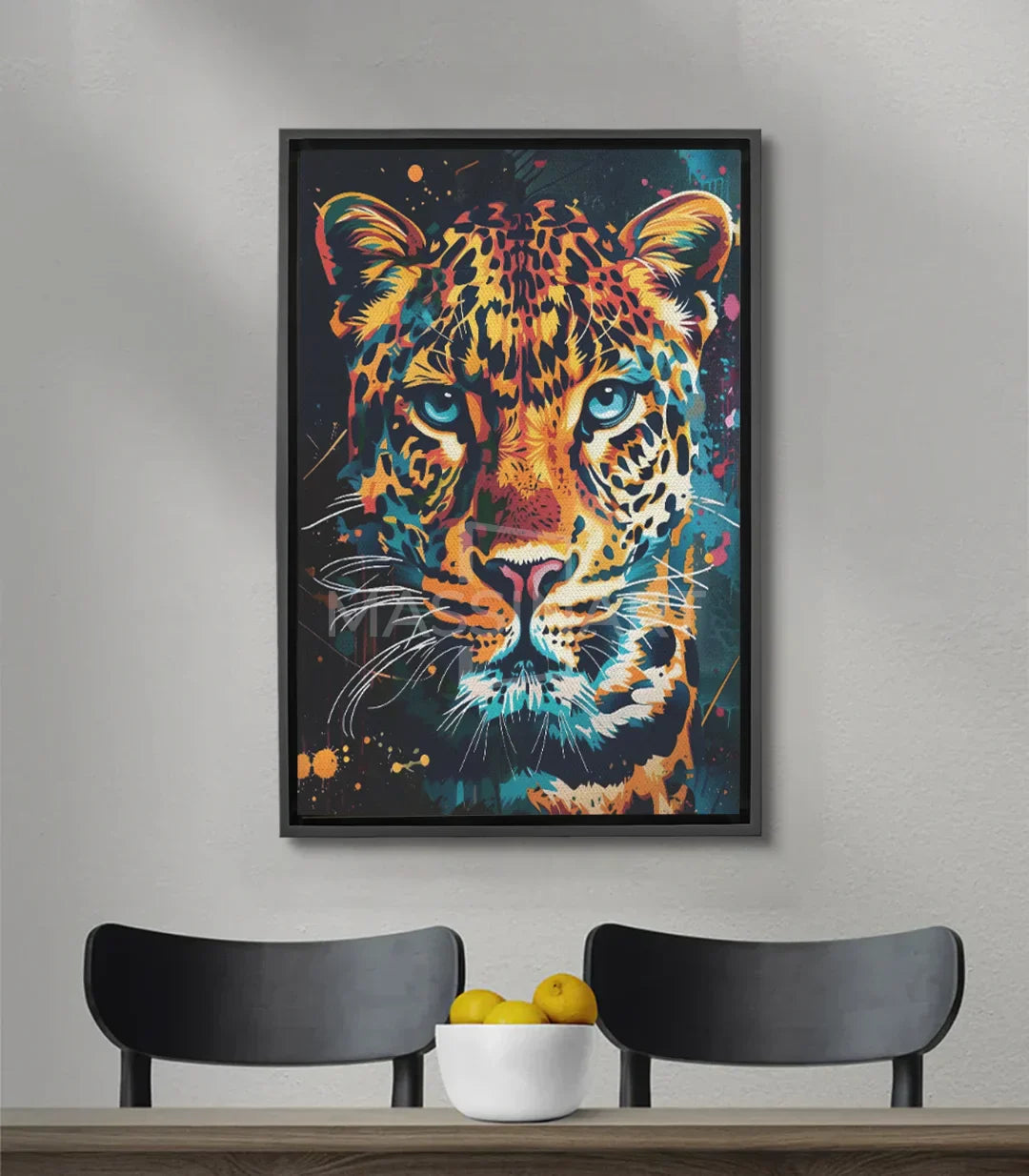 Cuadro tigre pop-art Massinart — retrato animal en naranja, amarillo y turquoise