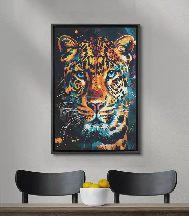 Cuadro tigre pop-art Massinart — retrato animal en naranja, amarillo y turquoise